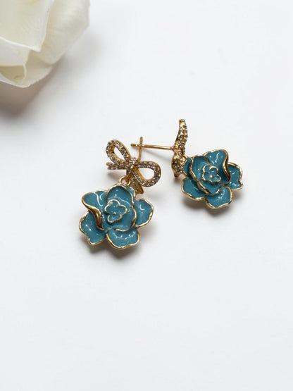 SEA BLUE FLOWER ARCHER EARRINGS