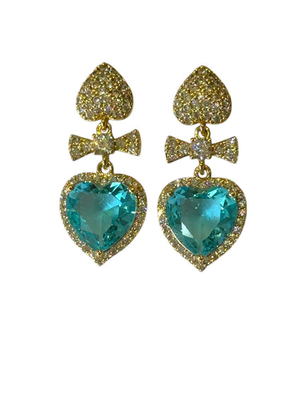 SEA BLUE HEART STONE VICTORIA EARRINGS