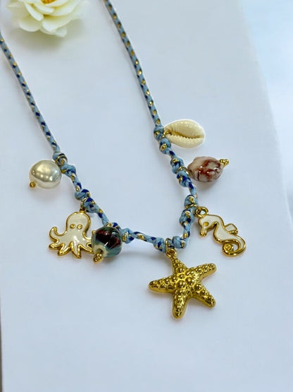 SEA BLUE STARFISH CHARM EZRA NECKLACE