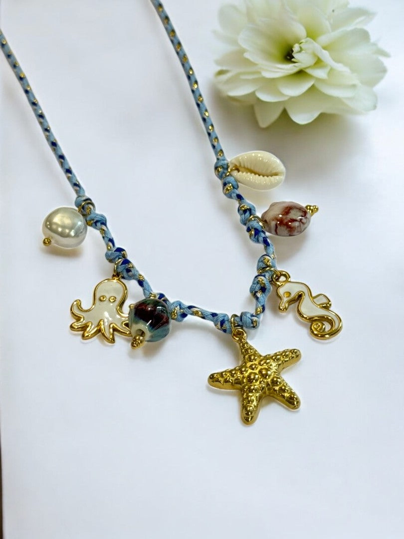 SEA BLUE STARFISH CHARM EZRA NECKLACE