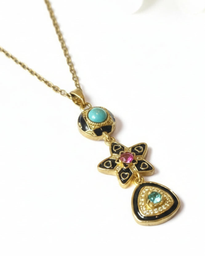 SEA BLUE STONE MARY NECKLACE