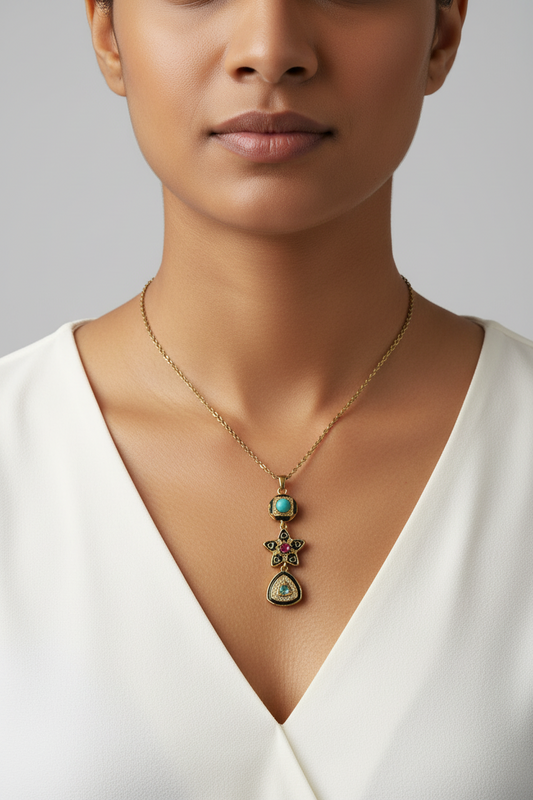 SEA BLUE STONE MARY NECKLACE
