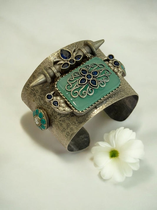 SEA GREEN ABHILA GERMAN SILVER CUFF