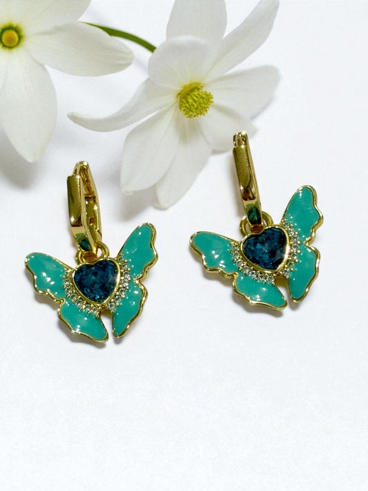 SEA GREEN BUTTERFLY NASIR EARRINGS
