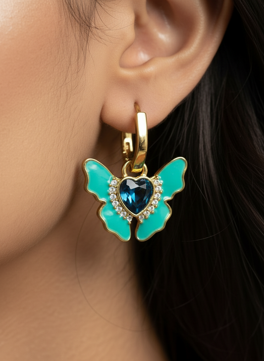 SEA GREEN BUTTERFLY NASIR EARRINGS
