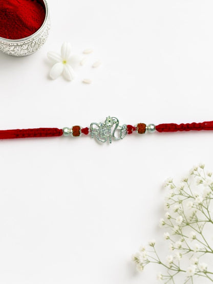 DIAMOND SHIV CHARMS FALGUNI SILVER RAKHI