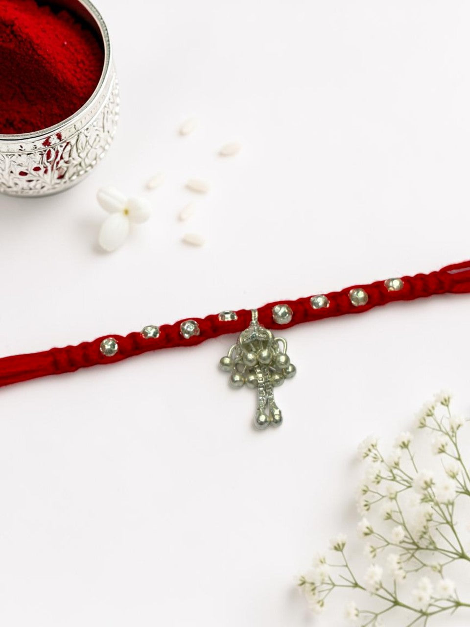 HANGING GHUNGROO BHANUSHRI SILVER RAKHI