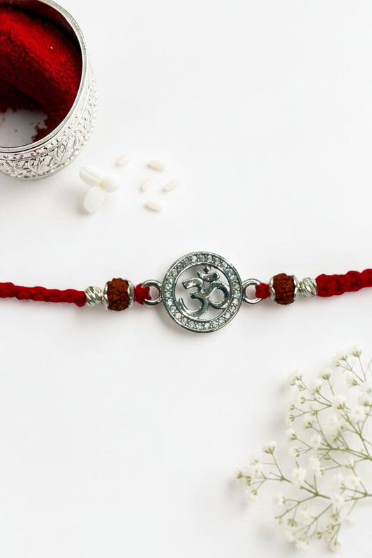 OM DIAMOND ROSEMARY SILVER RAKHI
