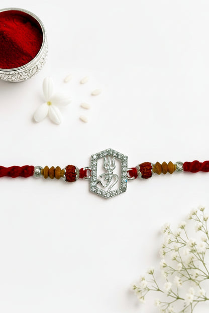 OM TRISHUL KORA SILVER RAKHI