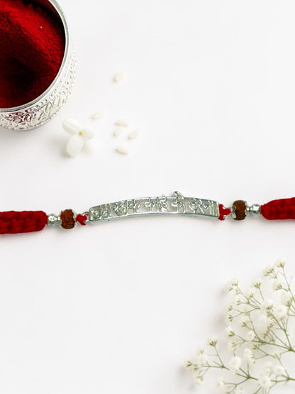 RED THREAD AARADHNA SILVER RAKHI