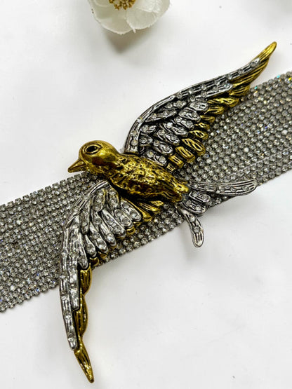 SILVER CRYSTAL BIRD GENTRY NECKLACE SET