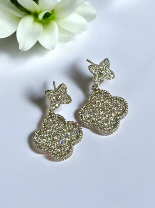 SILVER DIAMOND BRAYLON EARRINGS