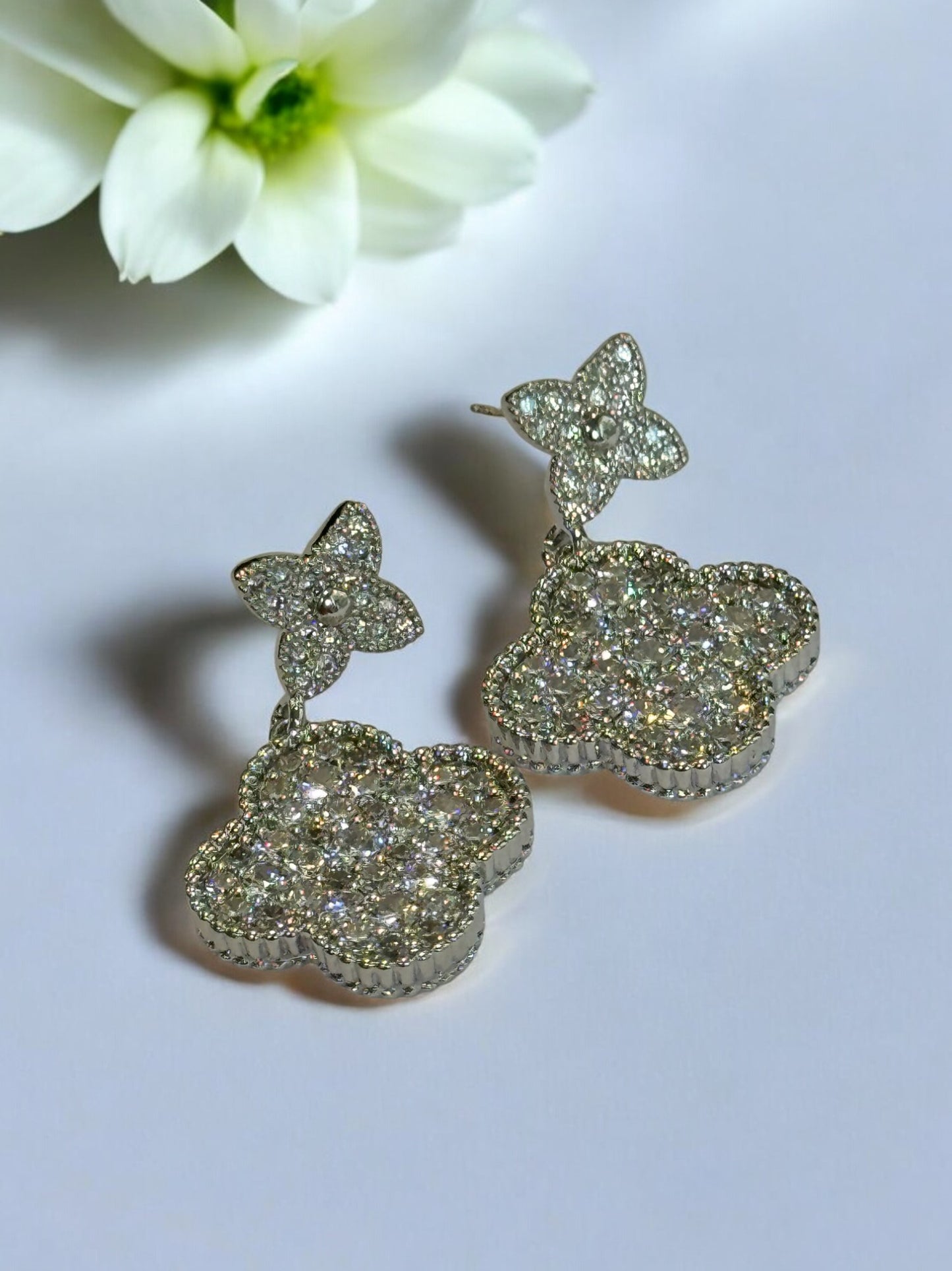 SILVER DIAMOND BRAYLON EARRINGS