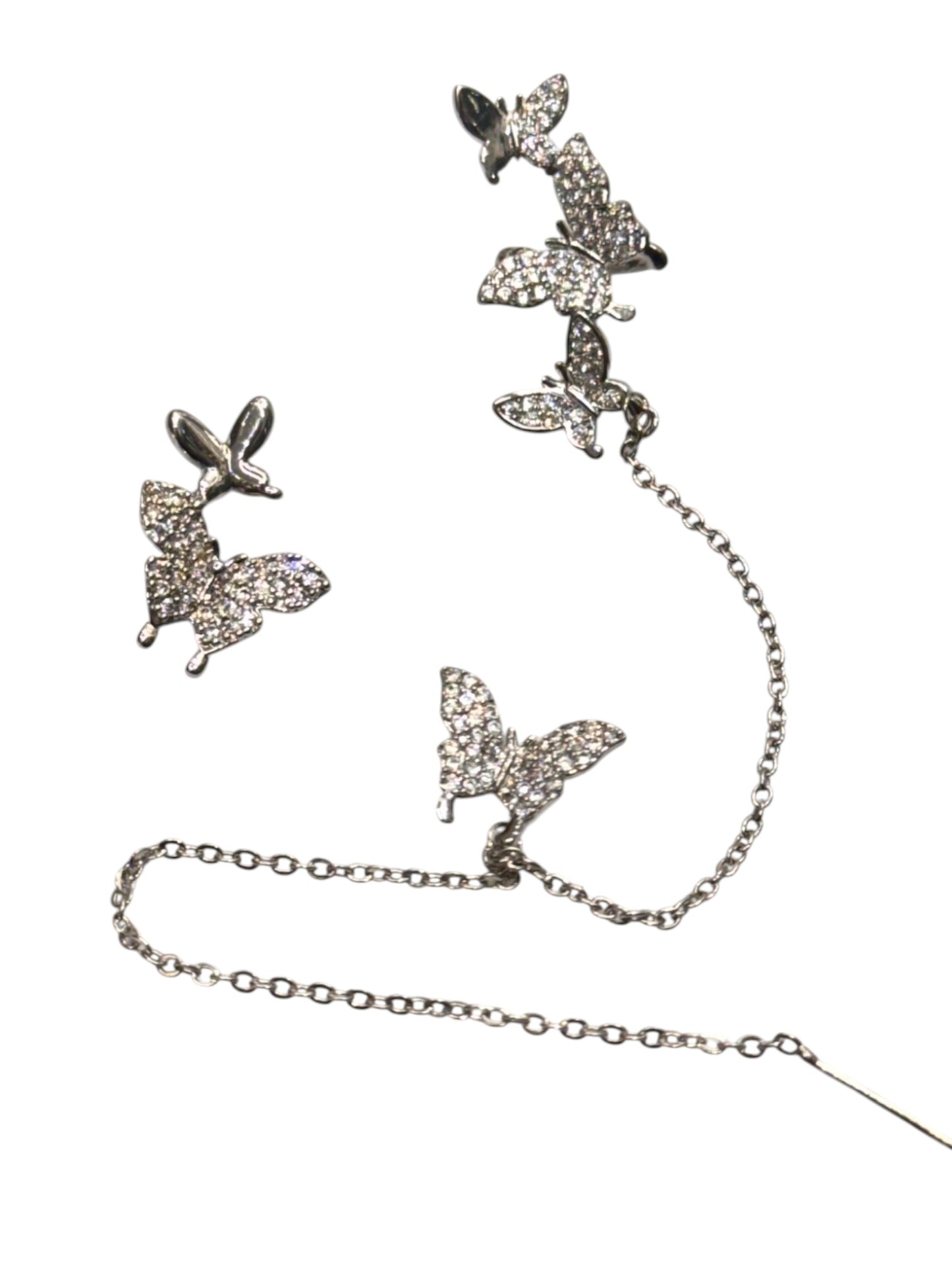 SILVER DIAMOND BUTTERFLY LESTER EAR CUFF