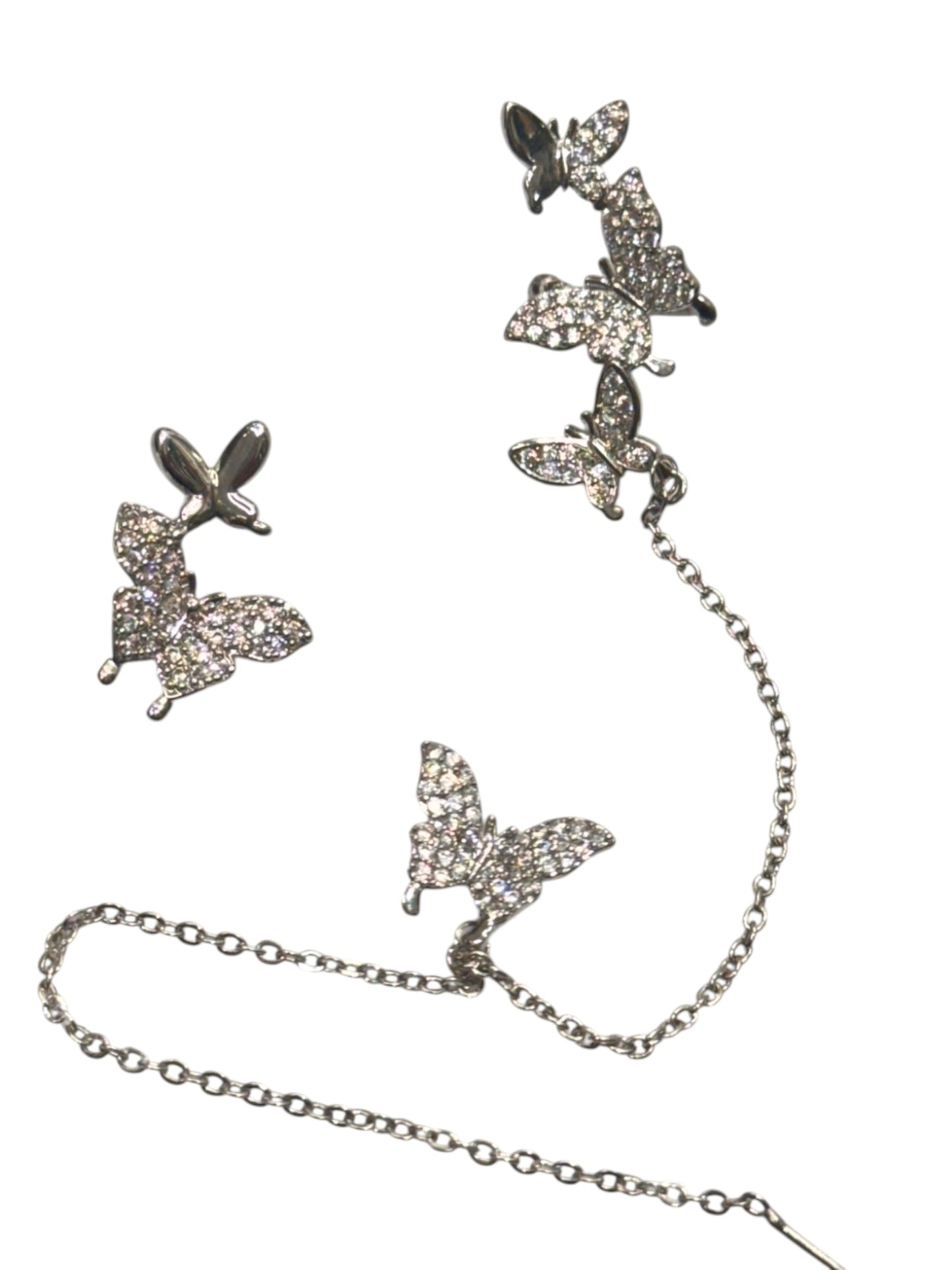 SILVER DIAMOND BUTTERFLY LESTER EAR CUFF