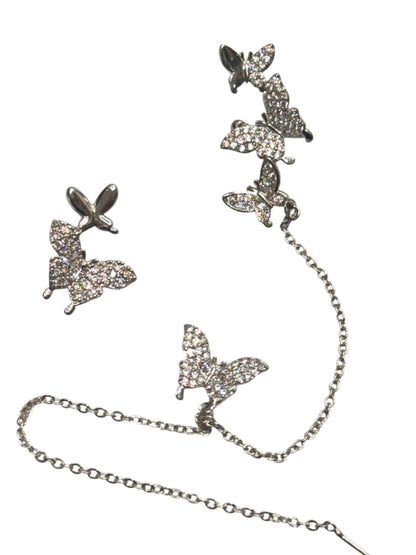 SILVER DIAMOND BUTTERFLY LESTER EAR CUFF