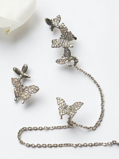 SILVER DIAMOND BUTTERFLY LESTER EAR CUFF