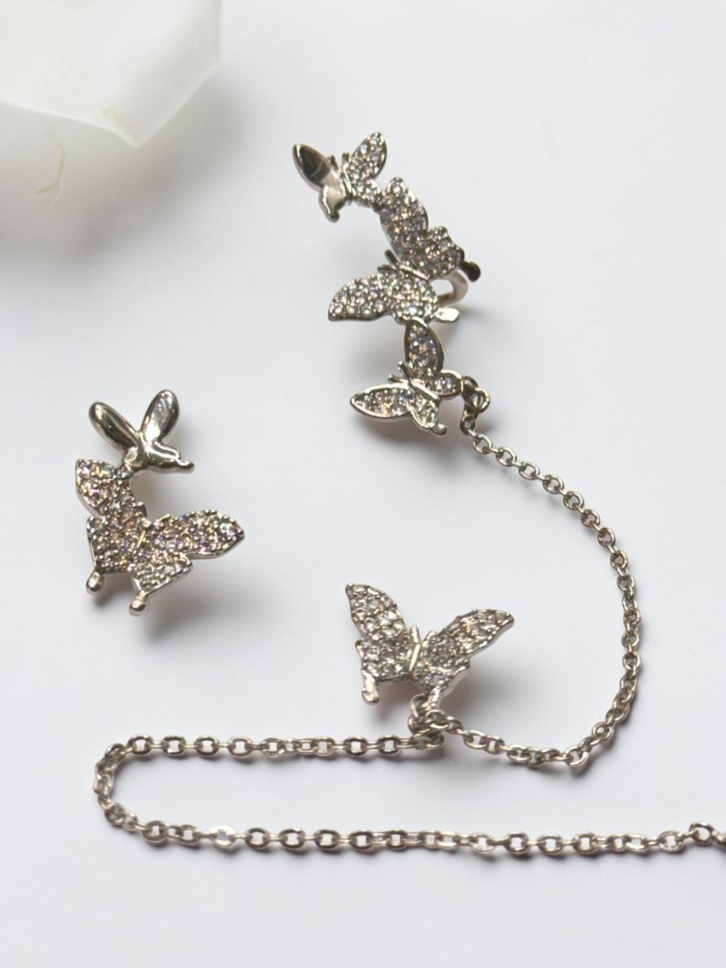 SILVER DIAMOND BUTTERFLY LESTER EAR CUFF