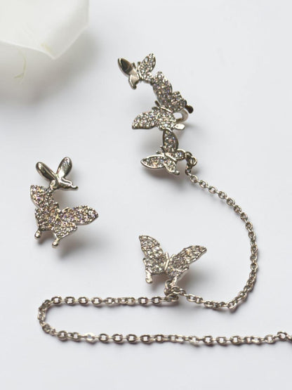 SILVER DIAMOND BUTTERFLY LESTER EAR CUFF