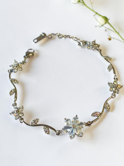 SILVER FLORAL DIAMOND ENESIS BRACELET