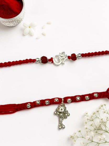 OM-GHUNGROO BHANUSHRI SILVER RAKHI (COUPLE RAKHI)