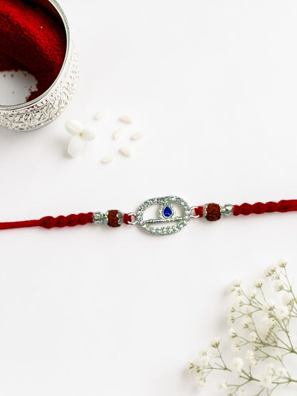BLUE STONE BANSURI AVINI SILVER RAKHI