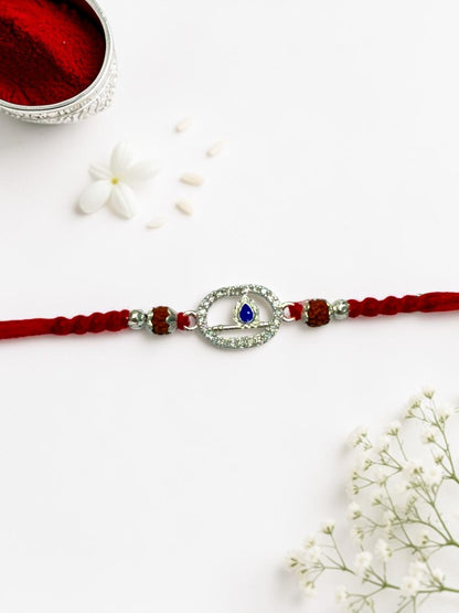 BLUE STONE BANSURI AVINI SILVER RAKHI