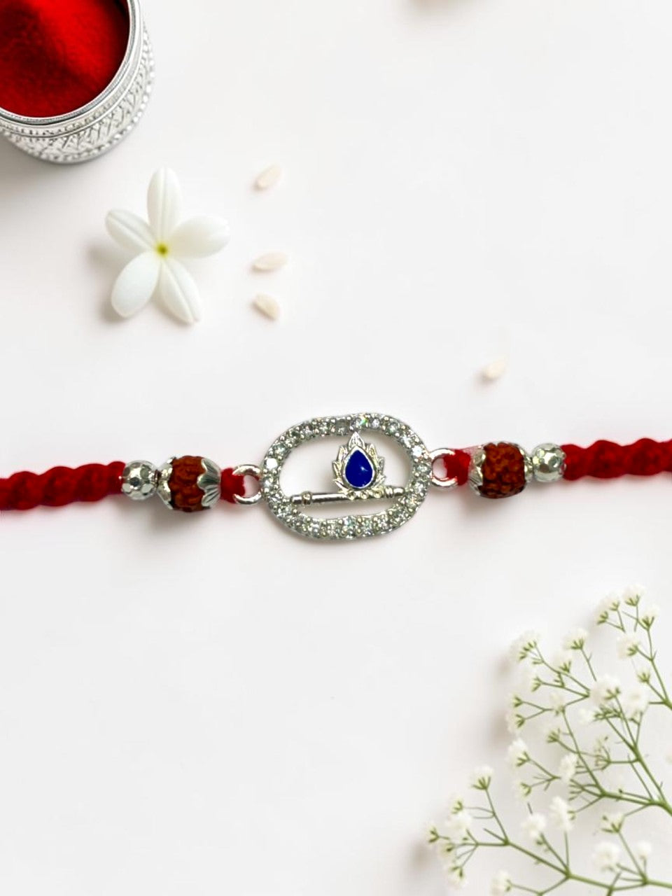 BLUE STONE BANSURI AVINI SILVER RAKHI