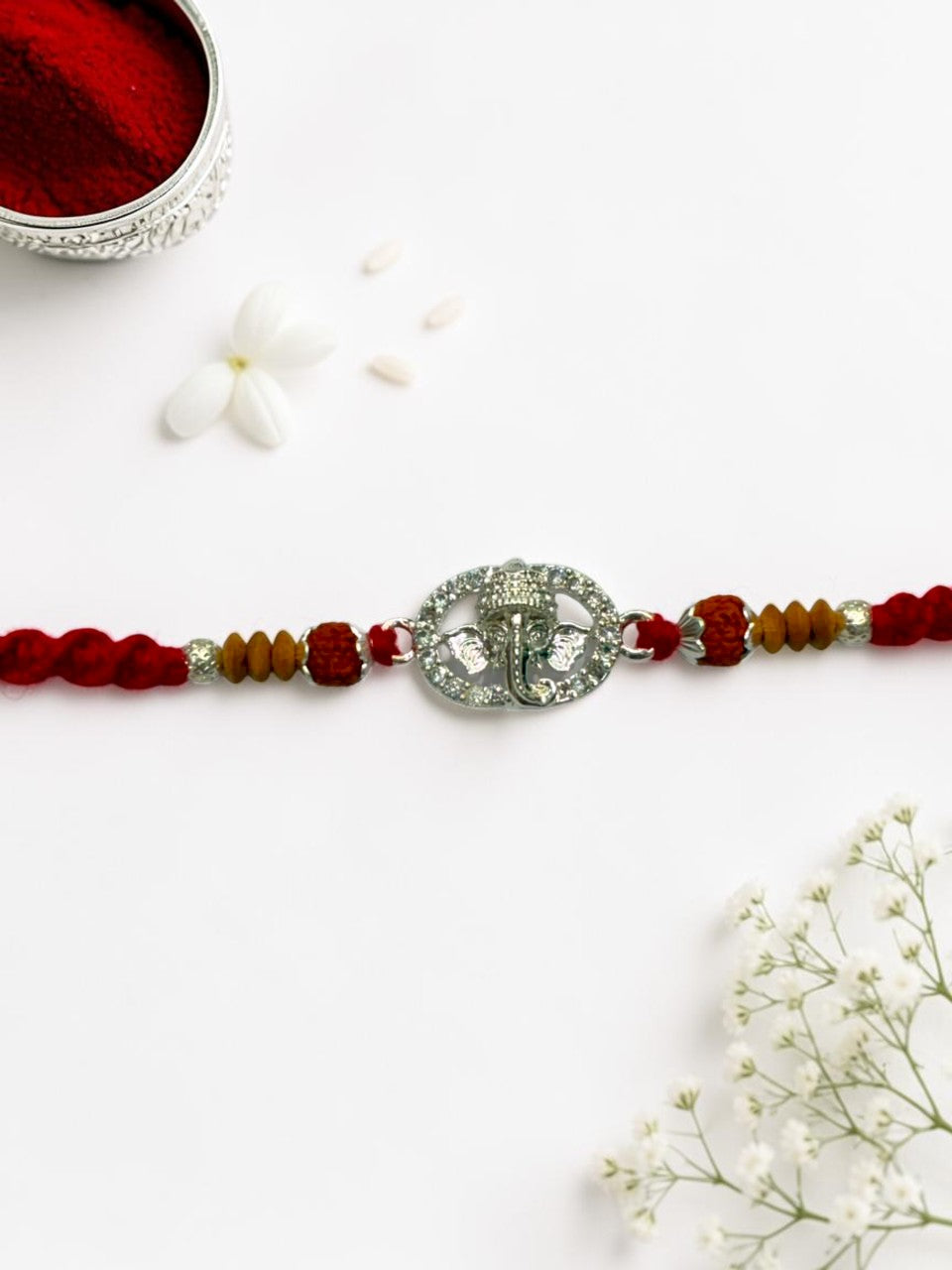 GANESH ANISHA SILVER RAKHI
