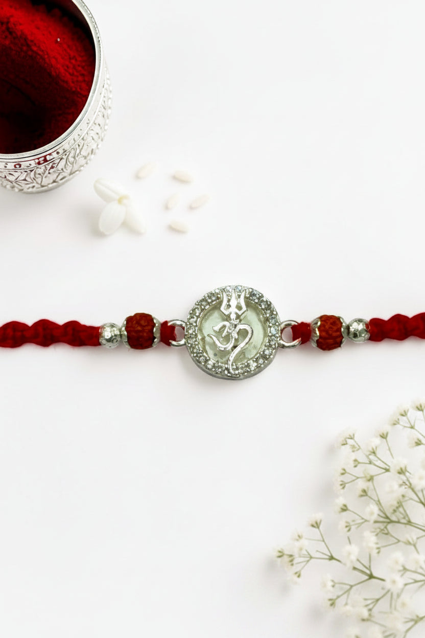 OM TRISHUL MIRACLE SILVER RAKHI