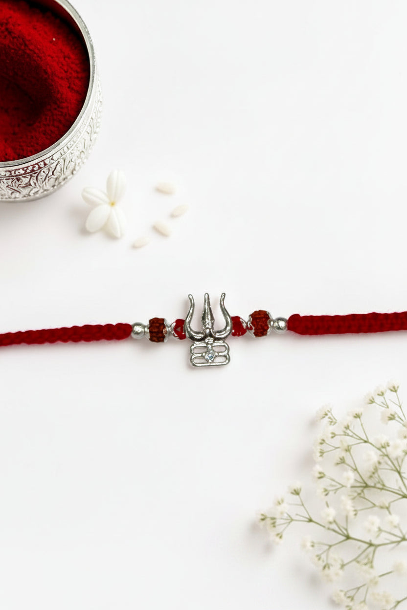 TRISHUL DIAMOND CODY SILVER RAKHI