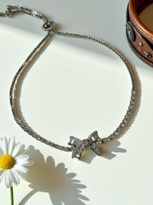 SILVER DIAMOND BOW CAVAN BRACELET