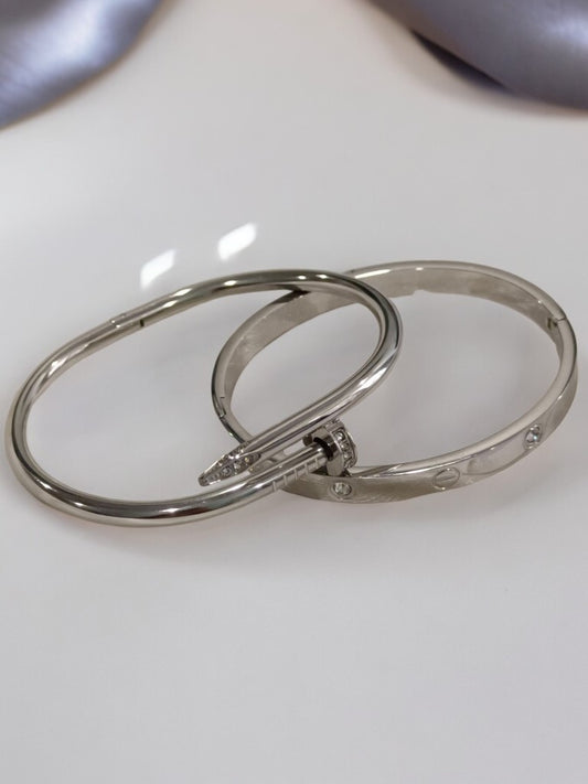 SILVER DIAMOND NAIL AND CARTIER LUXURY BRAND