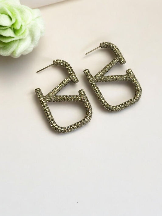 92.5 SILVER DIAMOND VALENTINO STUD EARRING