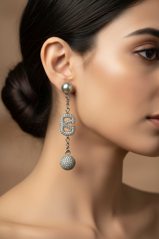 SILVER DIAMOND VALENTINO MIZIE EARRINGS