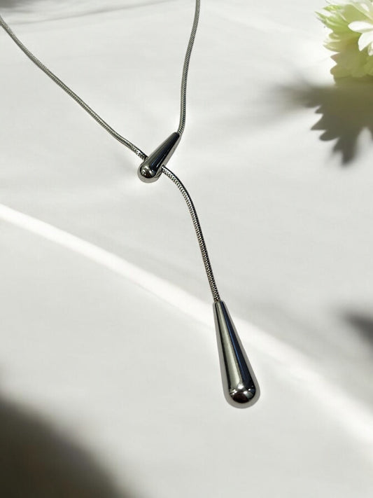 SILVER Y NECKED DROP NEKLACE LOOKS BEAUTIFUL TO WEAR