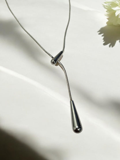 SILVER Y NECKED DROP NEKLACE LOOKS BEAUTIFUL TO WEAR