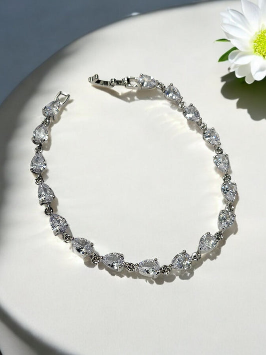 92.5 SILVER DROP DIAMOND CHAIN BRACELET