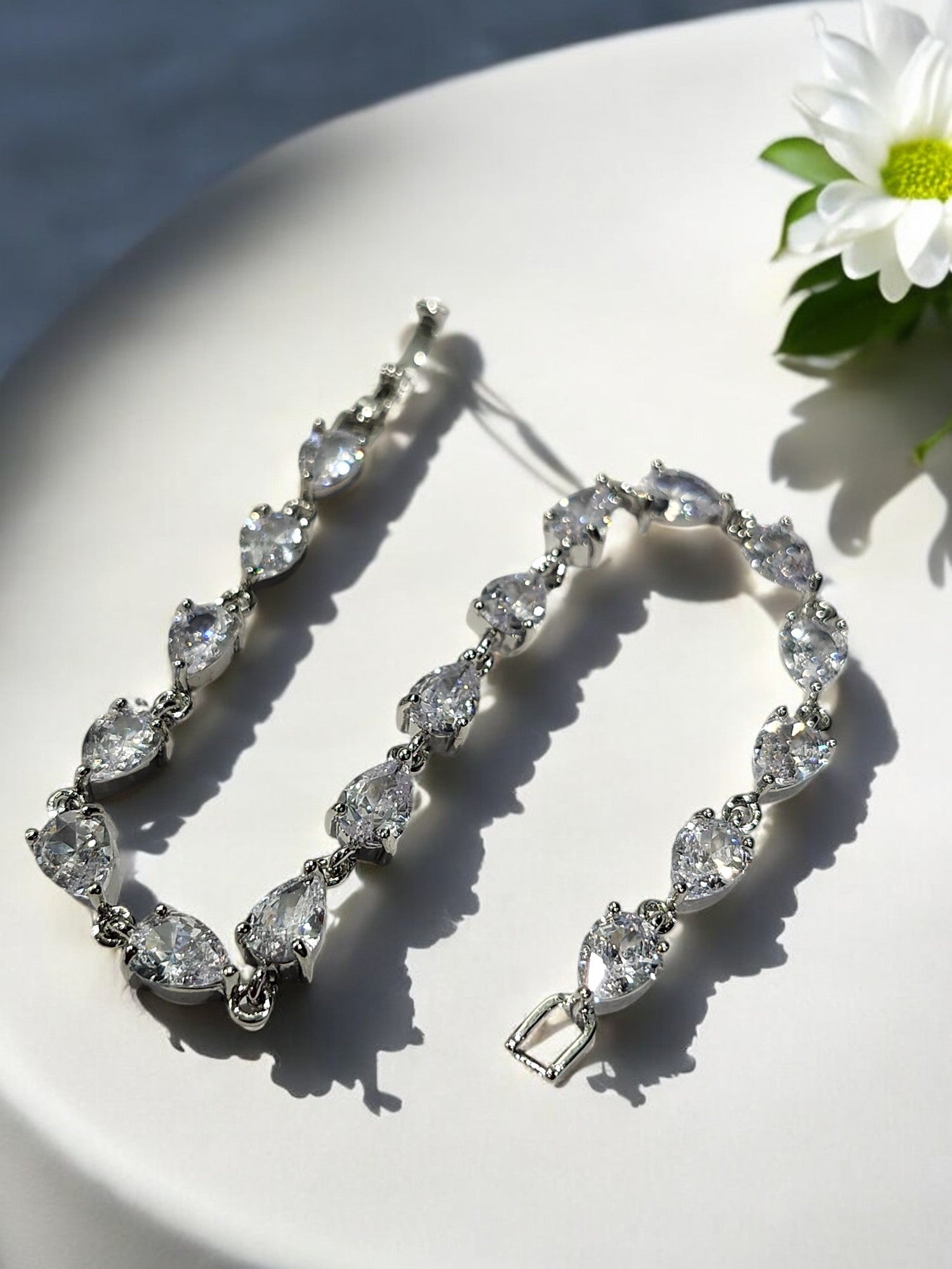 92.5 SILVER DROP DIAMOND CHAIN BRACELET