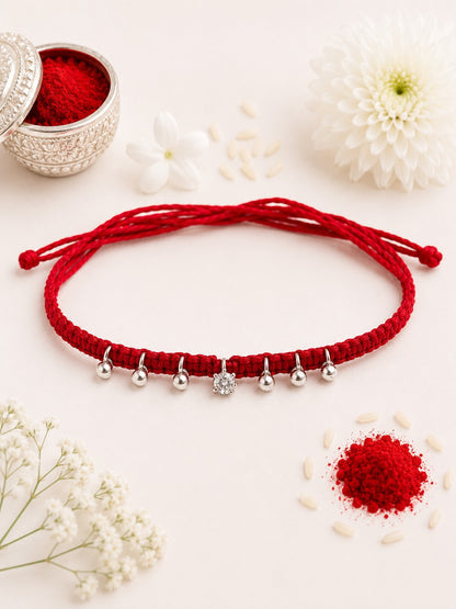 SINGLE DIAMOND SHRISHTI PURE SILVER RAKHI