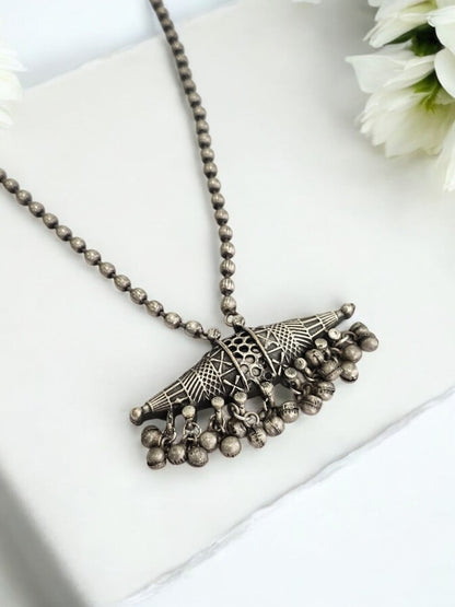 GERMAN SILVER BEADED MALA NECKLACE