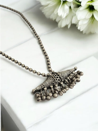 GERMAN SILVER BEADED MALA NECKLACE