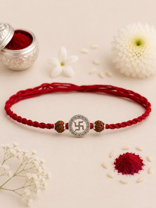 SWASTIK SUNITA PURE SILVER RAKHI