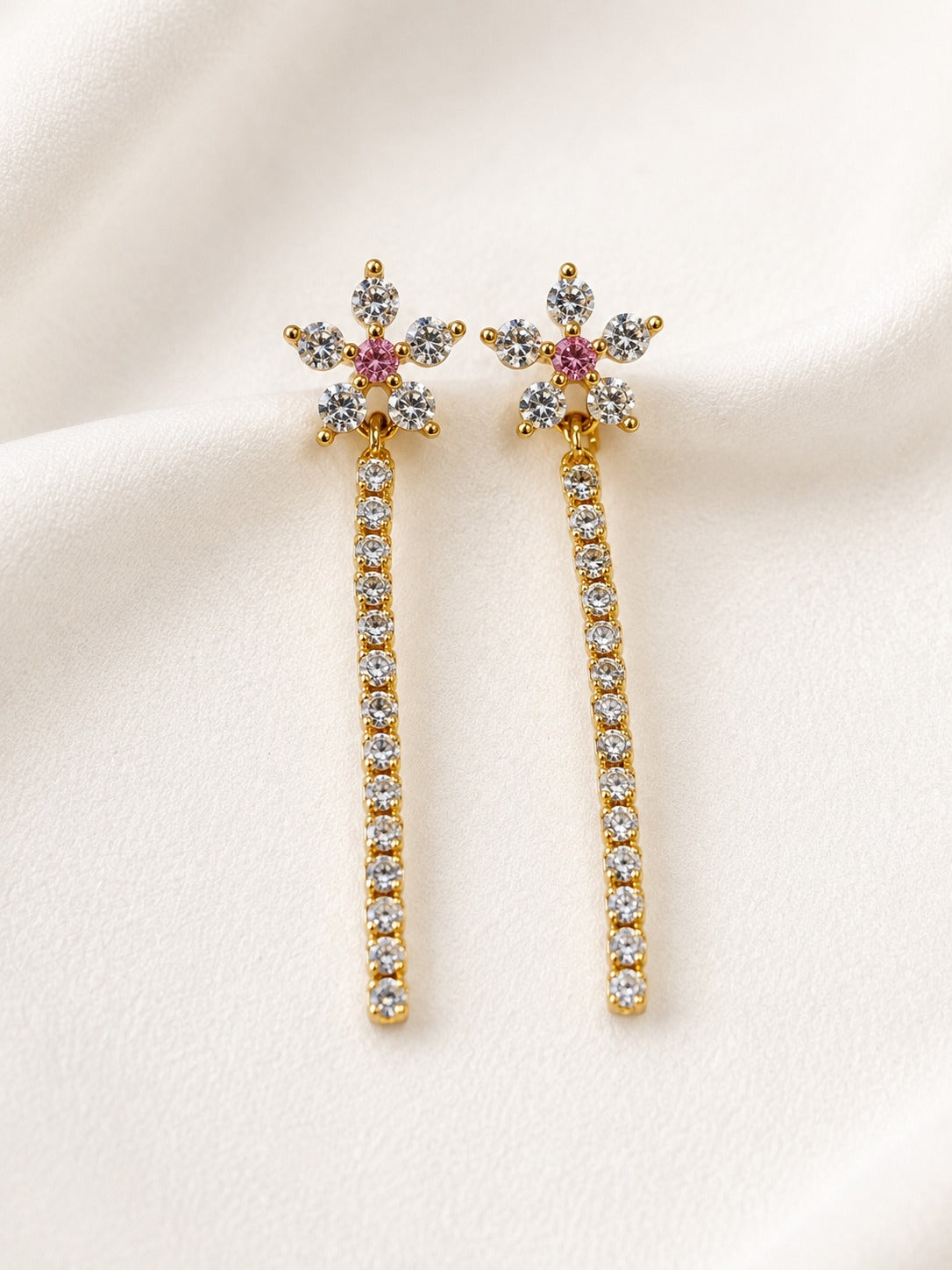GOLDEN FLORAL FRANKEY BALL BACK EARRINGS