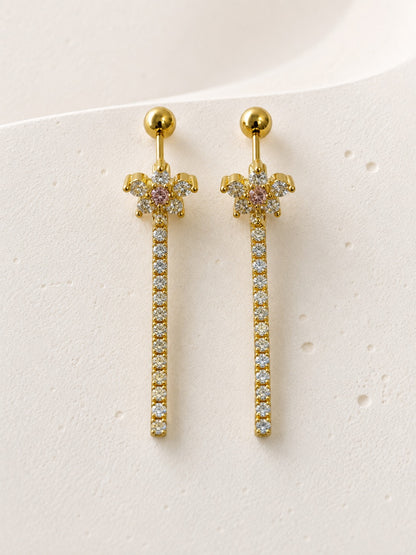 GOLDEN FLORAL FRANKEY BALL BACK EARRINGS