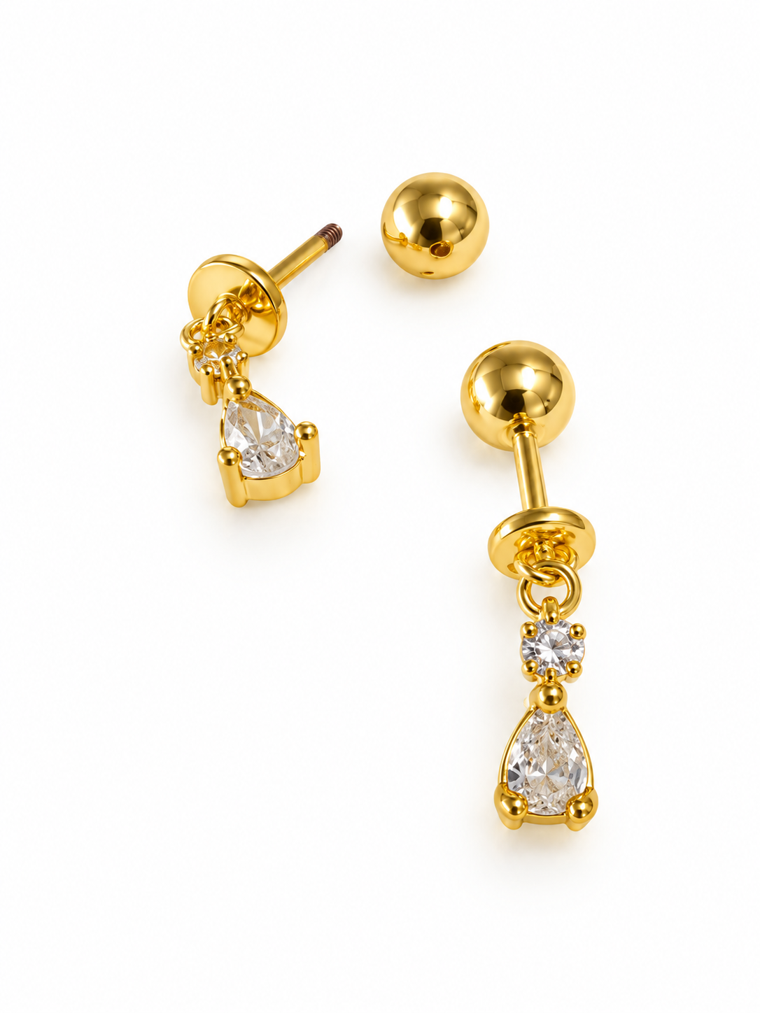 GOLDEN DIAMOND DROP ANNIKA HELIX EARRINGS