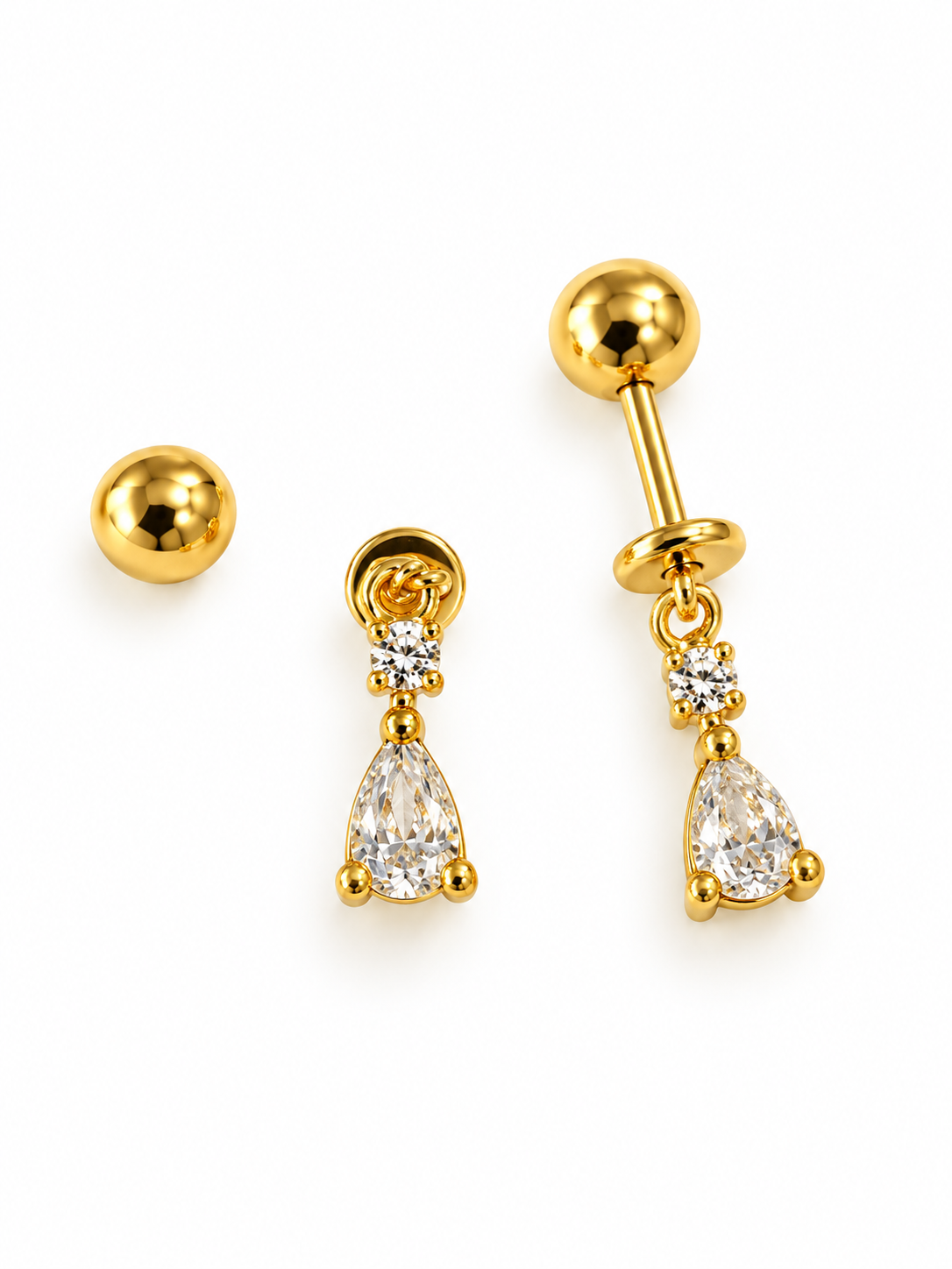 GOLDEN DIAMOND DROP ANNIKA HELIX EARRINGS