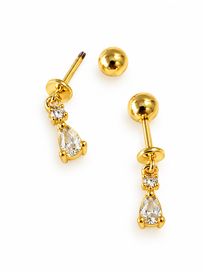 GOLDEN DIAMOND DROP ANNIKA HELIX EARRINGS