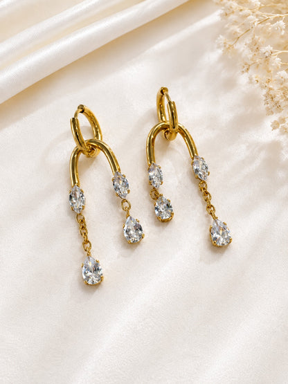 GOLDEN DIAMOND DROP ARTHUR EARRINGS