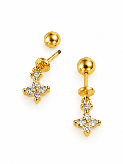 GOLDEN DIAMOND FLORAL ANNIKA HELIX EARRINGS